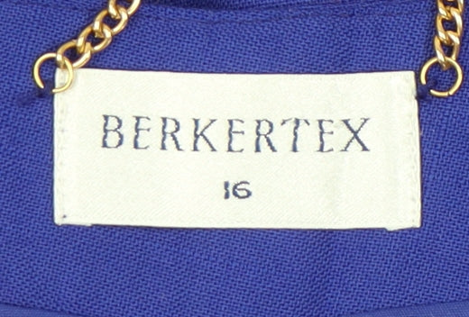 Berkertex Womens Blue Size 16 Double-Breasted Suit Jacket