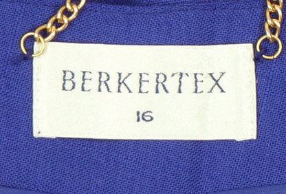 Berkertex Womens Blue Size 16 Double-Breasted Suit Jacket