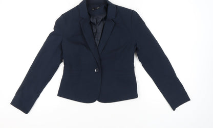 Topshop Women’s Blue Blazer UK 10 Regular Fit One Button Tailored Jacket