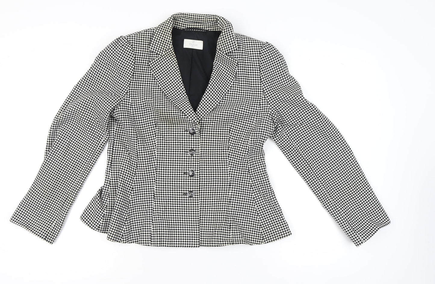 Élégance Paris Women's Black Houndstooth Blazer Size 12