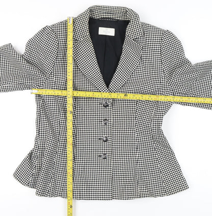 Élégance Paris Women's Black Houndstooth Blazer Size 12