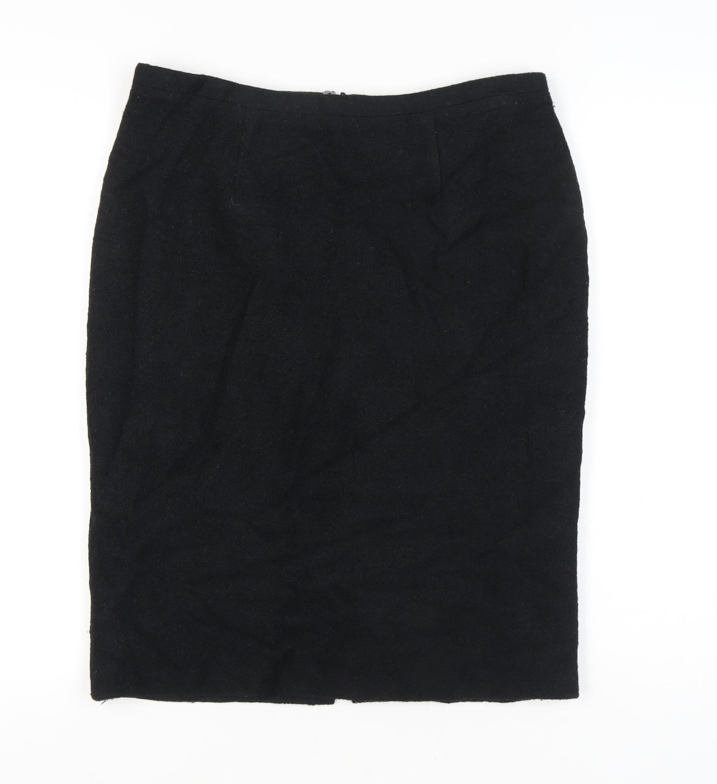 Marks and Spencer Women Black Size 12 Pencil Skirt Wool Blend