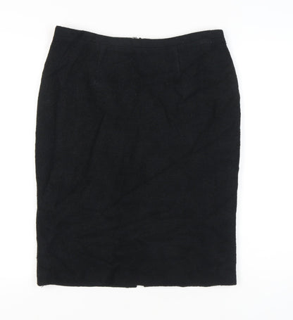 Marks and Spencer Women Black Size 12 Pencil Skirt Wool Blend