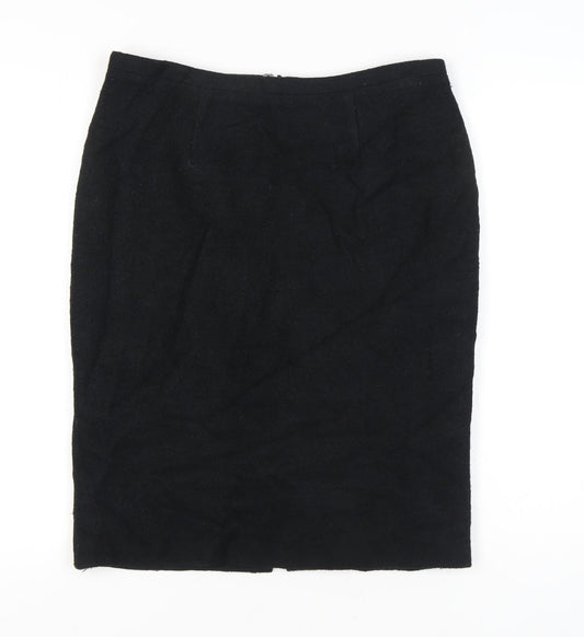 Marks and Spencer Women Black Size 12 Pencil Skirt Wool Blend