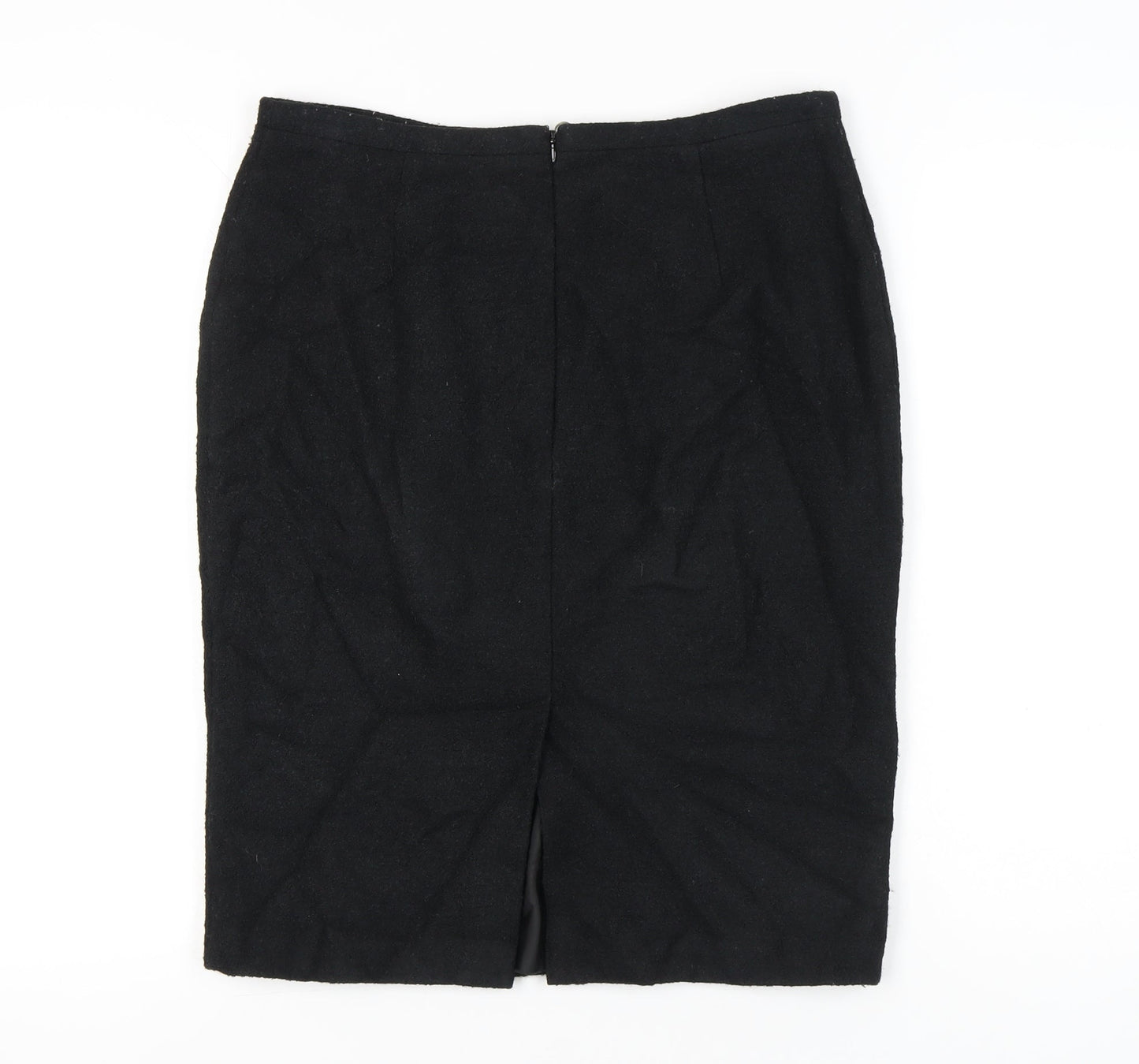 Marks and Spencer Women Black Size 12 Pencil Skirt Wool Blend