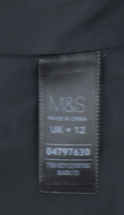 Marks and Spencer Women Black Size 12 Pencil Skirt Wool Blend