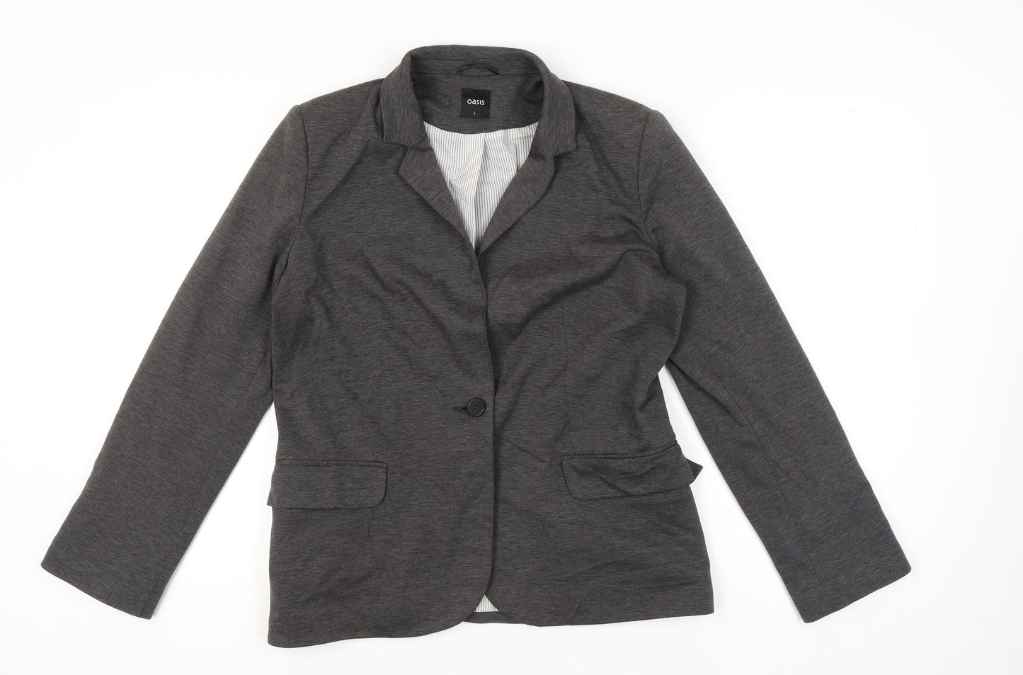 Oasis Women’s Grey Blazer Jacket L Regular Fit Business Casual