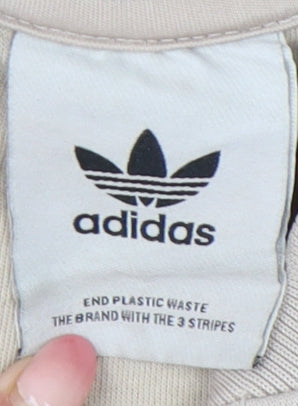 Adidas Women’s Beige Full Zip Sweatshirt Size L Logo Sports Jacket