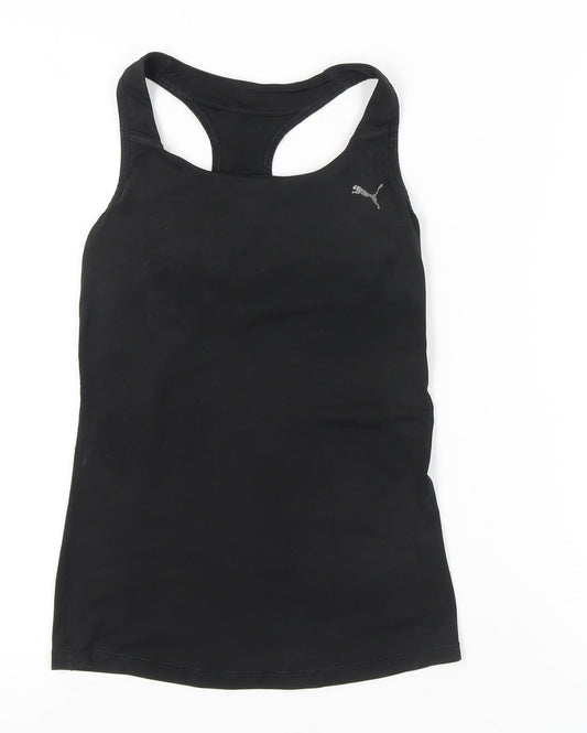 Puma Womens Black Racerback Tank Top Slim Fit Sports Vest S