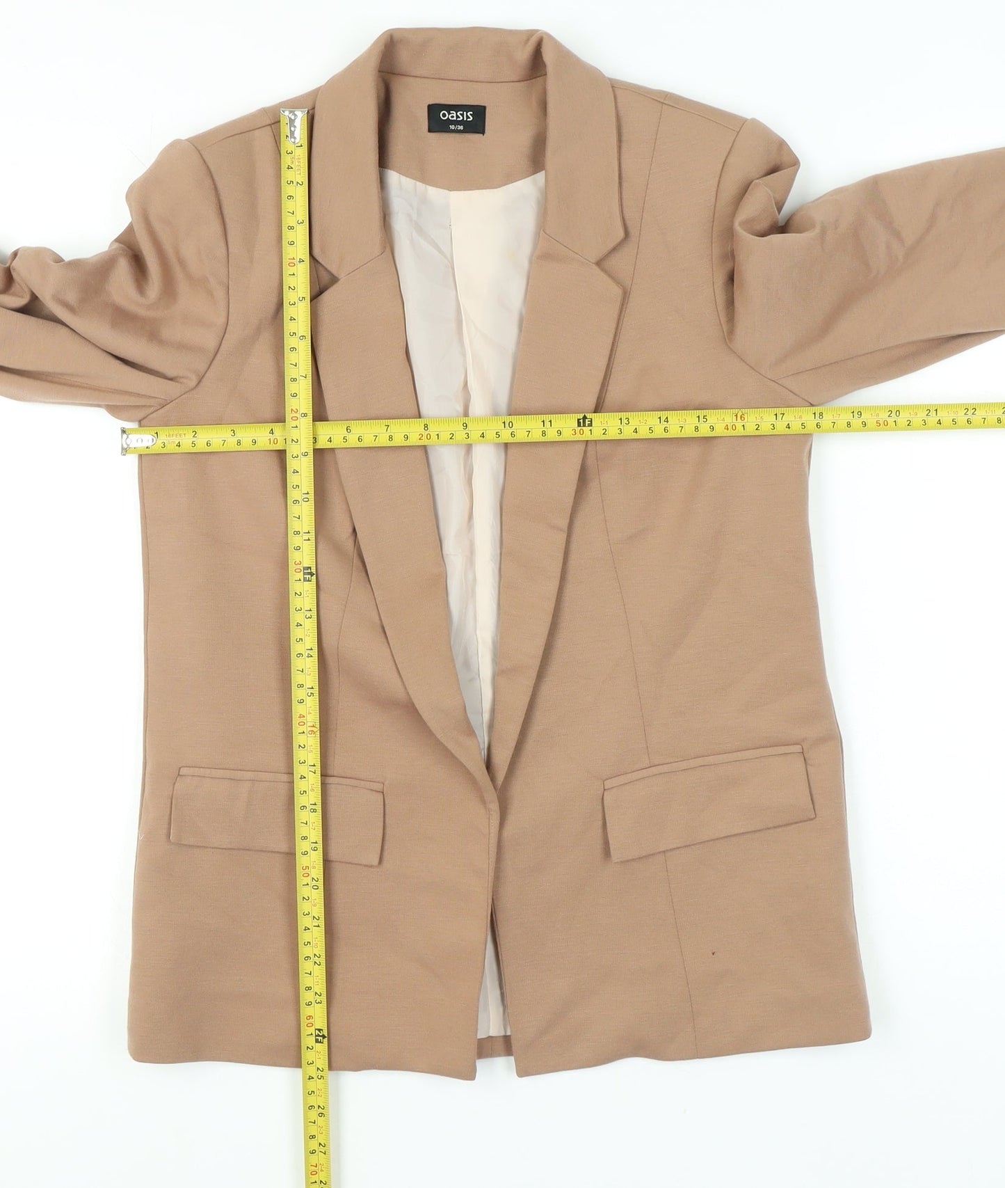 Oasis Women’s Beige Notch Lapel Blazer Jacket Size 10