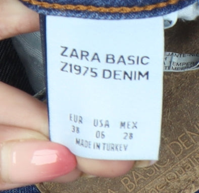Zara Women Blue Skinny Slim Fit Z1975 Distressed Jeans Size 10