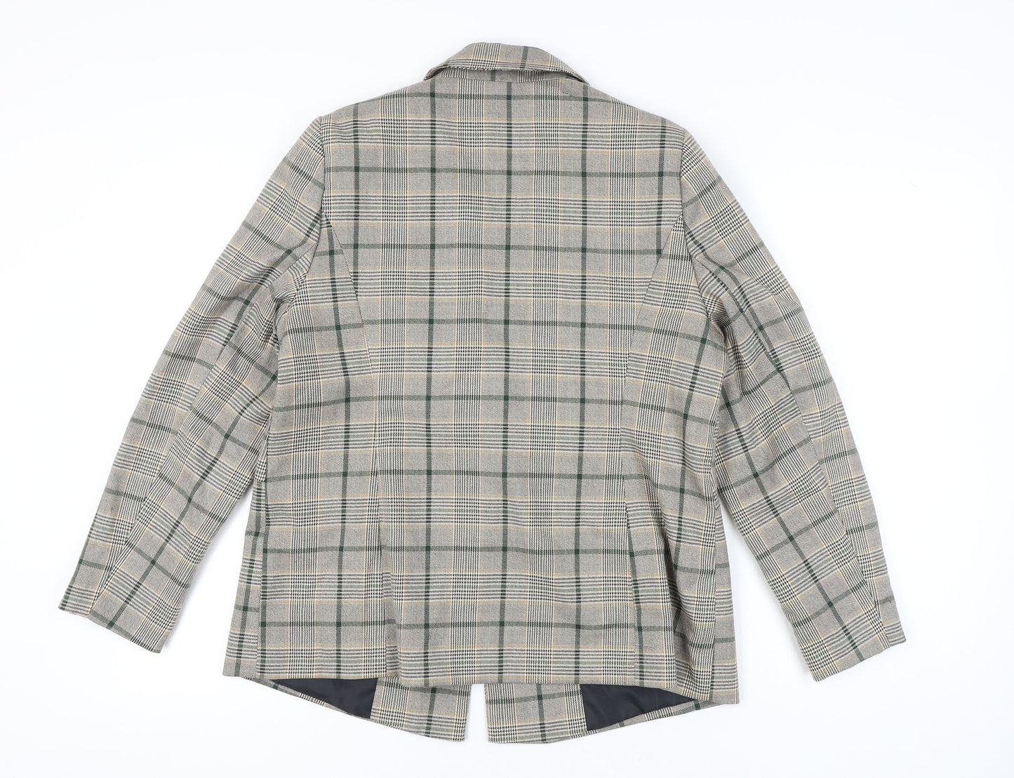 Tu Women Grey Check Blazer Size 16 Regular Fit Work Jacket