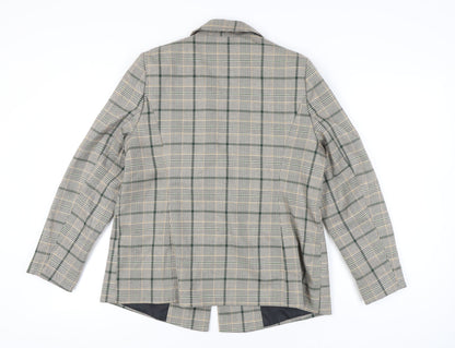 Tu Women Grey Check Blazer Size 16 Regular Fit Work Jacket