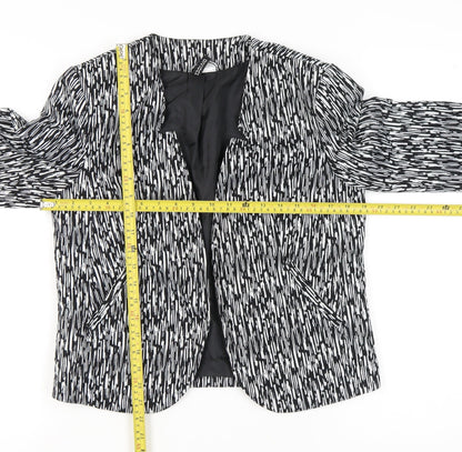 H&M Divided Womens Black White Geometric Blazer Size 16