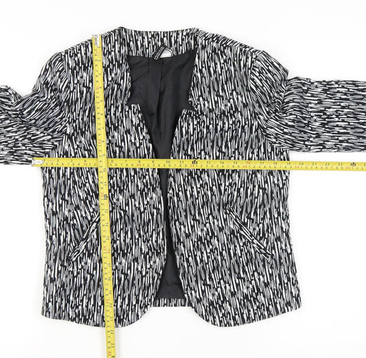 H&M Divided Womens Black White Geometric Blazer Size 16