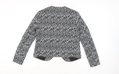 H&M Divided Womens Black White Geometric Blazer Size 16