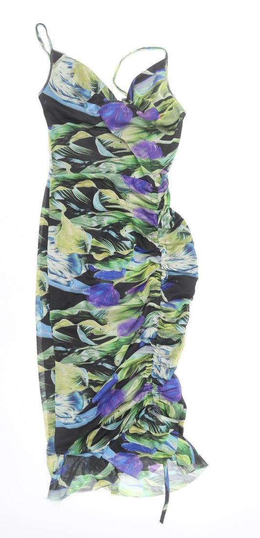 PrettyLittleThing Women’s Multicoloured Floral Bodycon Dress UK 12
