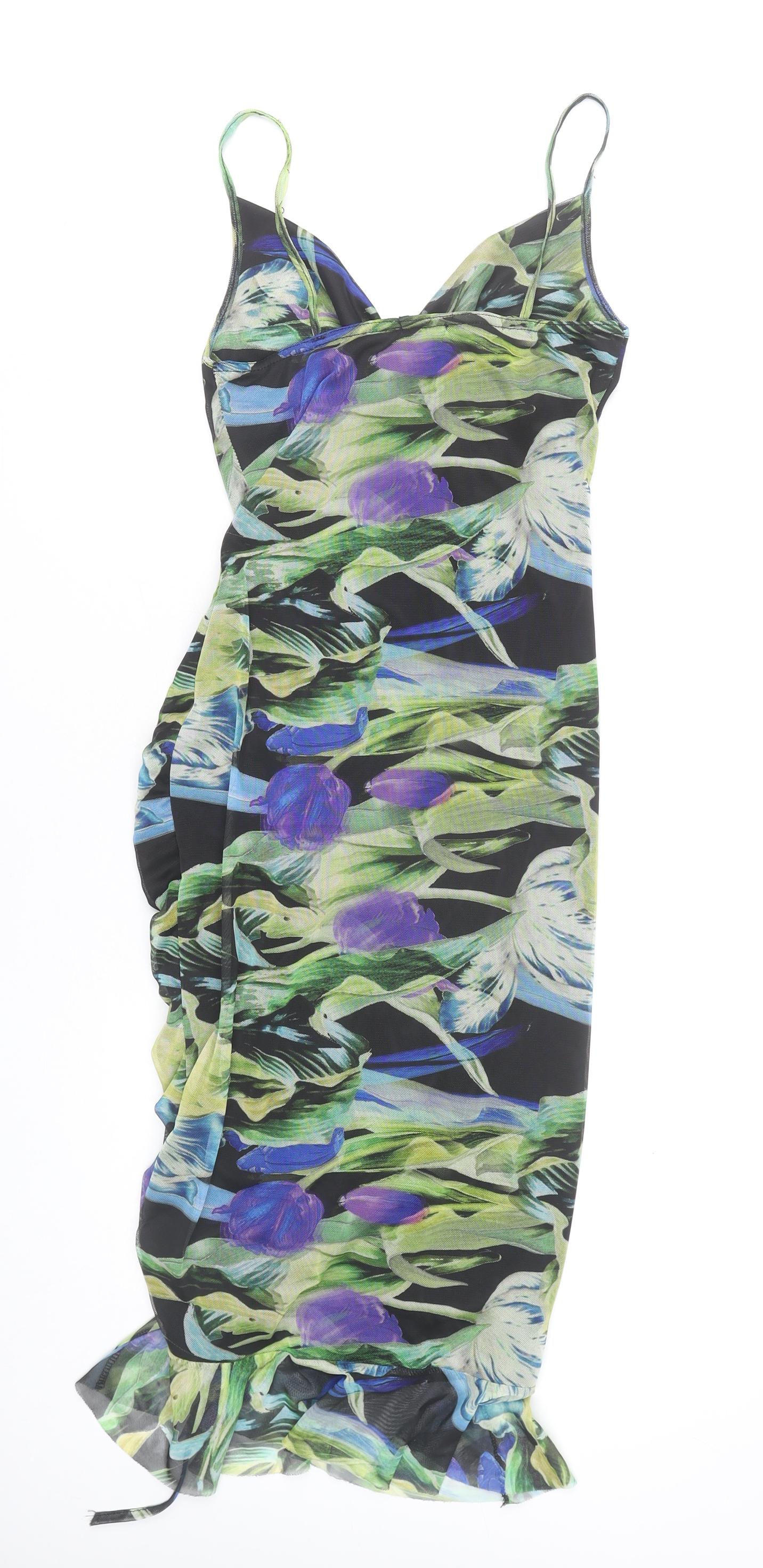 PrettyLittleThing Women’s Multicoloured Floral Bodycon Dress UK 12