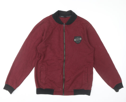 Vans Men’s Red Full Zip Sweatshirt Jacket Size S Regular Fit