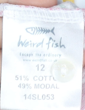 Womens UK Size 12 Weird Fish Multicoloured Basic T-Shirt