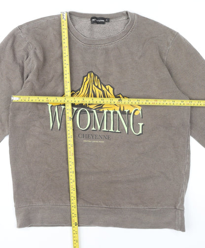 PrettyLittleThing Women’s Brown Graphic Sweatshirt XS Wyoming Print