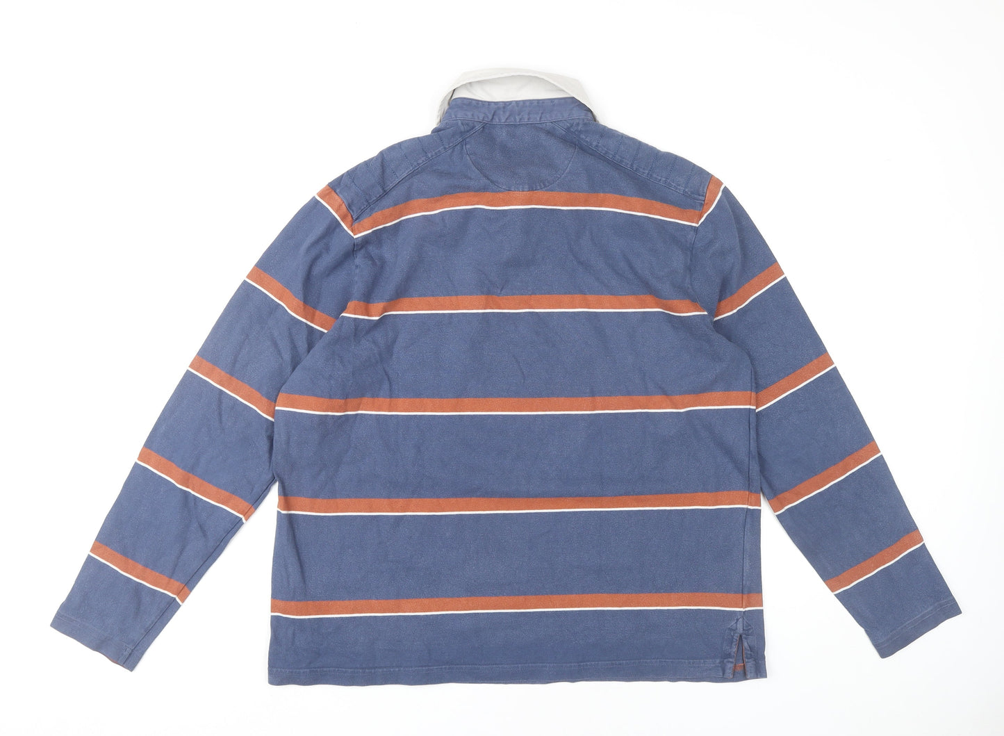 Marks and Spencer Men’s Blue Striped Long Sleeve Polo Shirt L