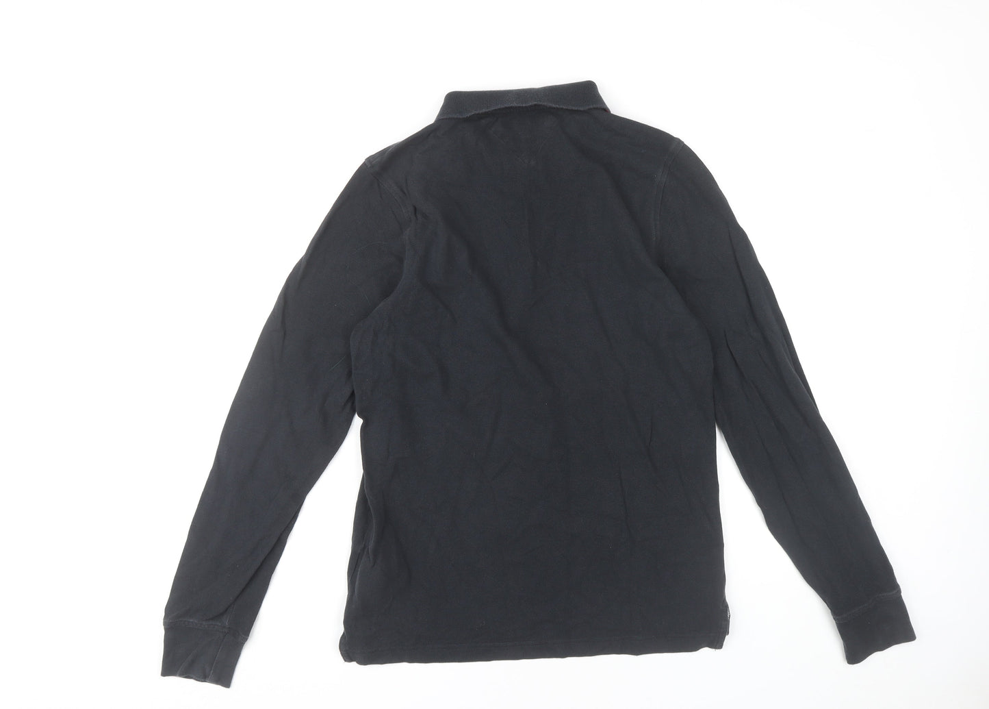 Tommy Hilfiger Men’s Black Polo Shirt M Slim Fit Long Sleeve Cotton