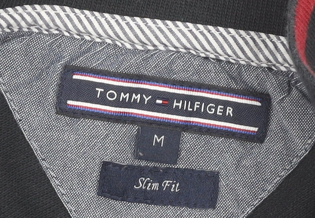 Tommy Hilfiger Men’s Black Polo Shirt M Slim Fit Long Sleeve Cotton