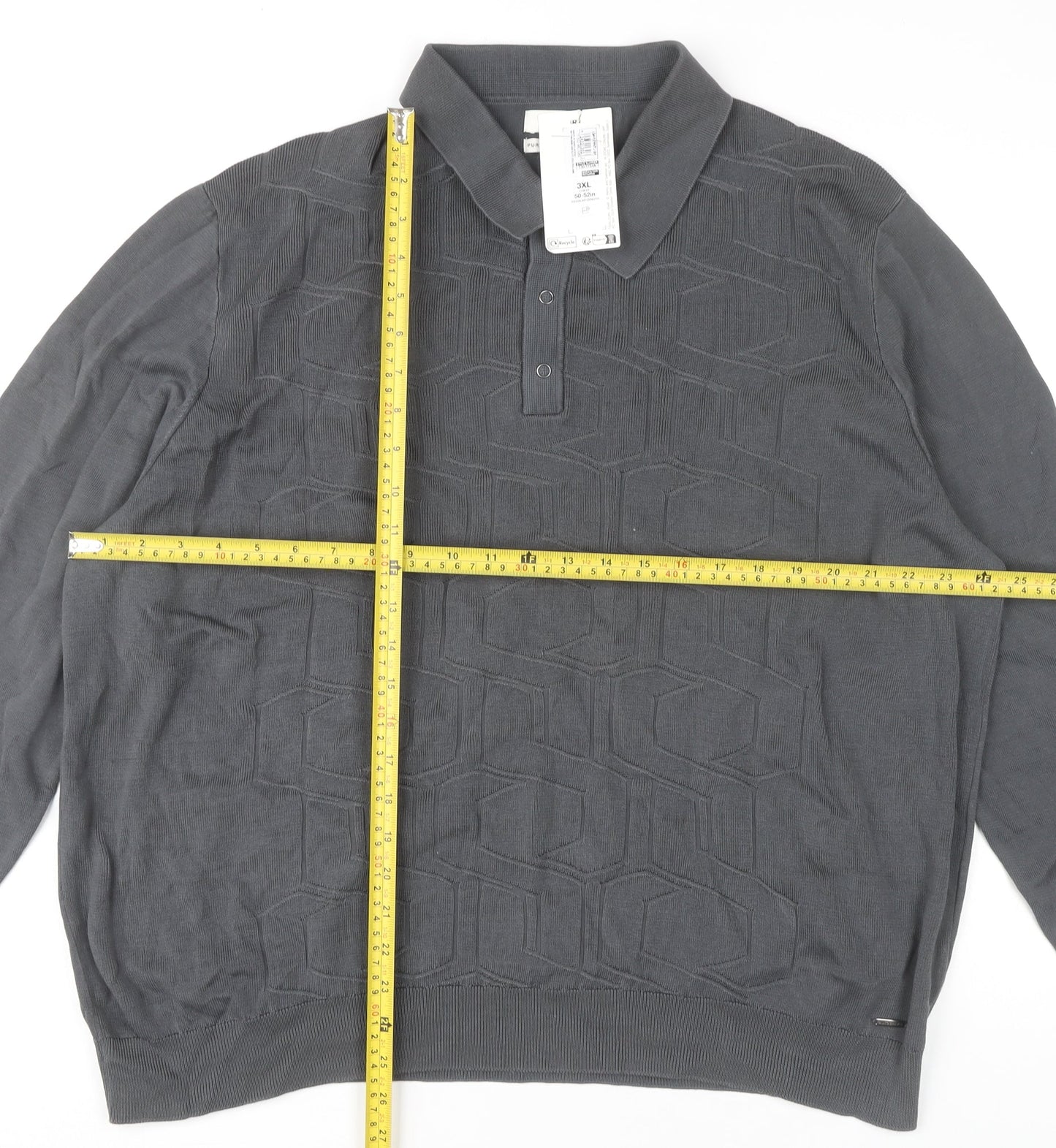 Marks and Spencer Autograph Men’s Grey 3XL Long Sleeve Cotton Polo Shirt