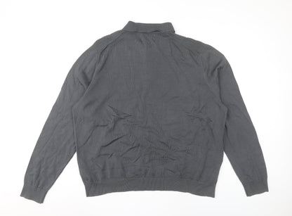 Marks and Spencer Autograph Men’s Grey 3XL Long Sleeve Cotton Polo Shirt