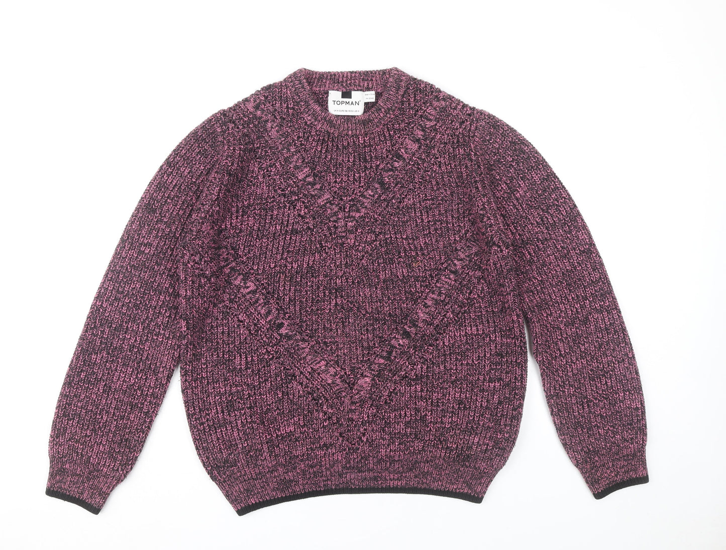 Topman Men’s Purple Chunky-Knit Acrylic Pullover Jumper Size M