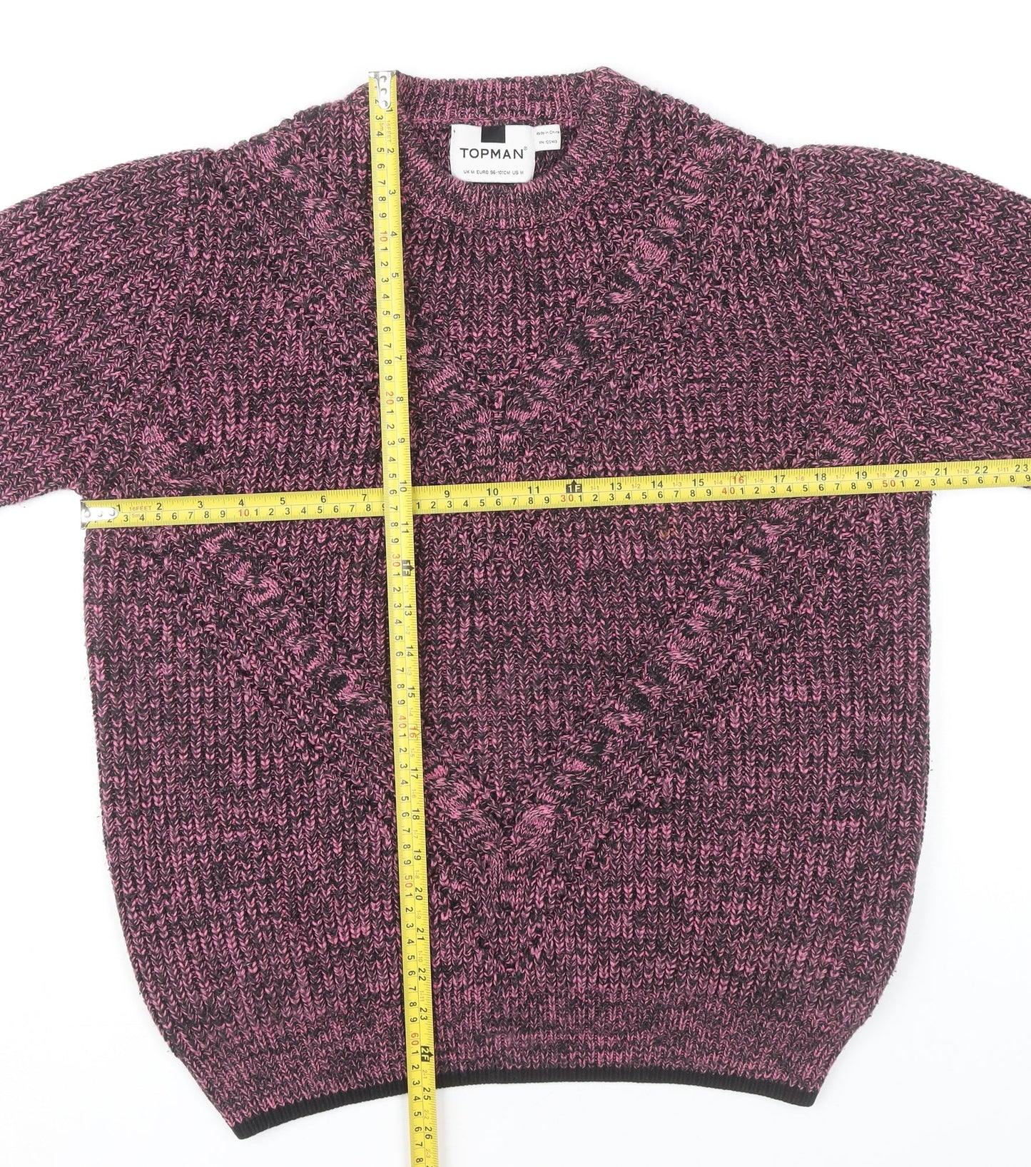 Topman Men’s Purple Chunky-Knit Acrylic Pullover Jumper Size M