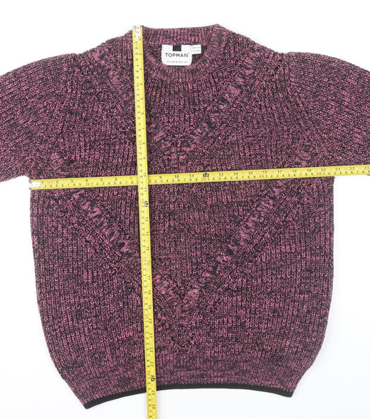 Topman Men’s Purple Chunky-Knit Acrylic Pullover Jumper Size M