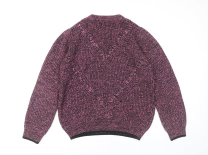 Topman Men’s Purple Chunky-Knit Acrylic Pullover Jumper Size M