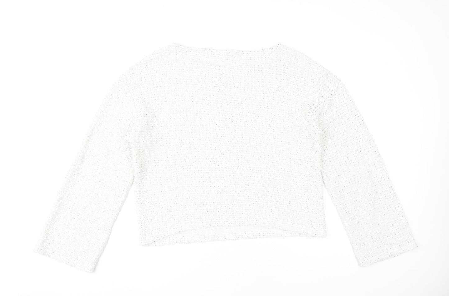 H&M Women’s White Boat Neck Open-Knit Cotton Jumper Size 12