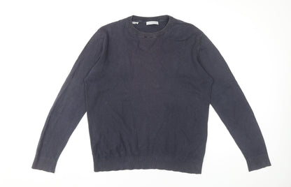 Selected Homme Men’s Blue Cotton Crew Neck Jumper Size M