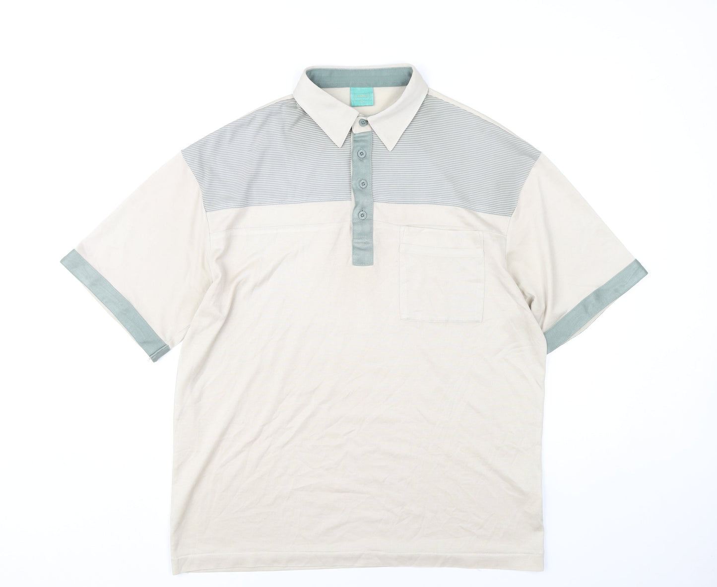 Canda Men’s Beige Polo Shirt M Short Sleeve Cotton Casual