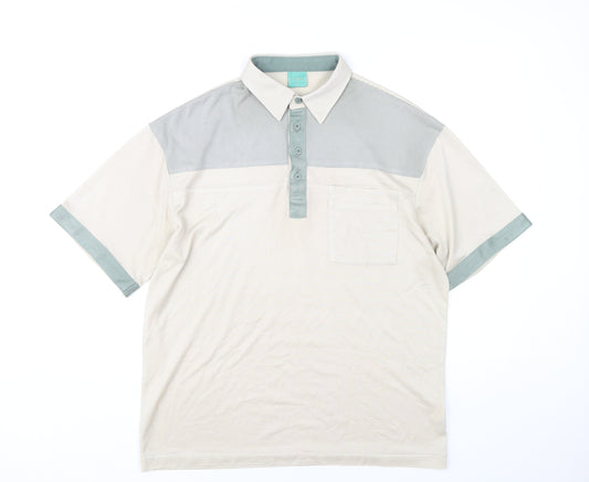 Canda Men’s Beige Polo Shirt M Short Sleeve Cotton Casual