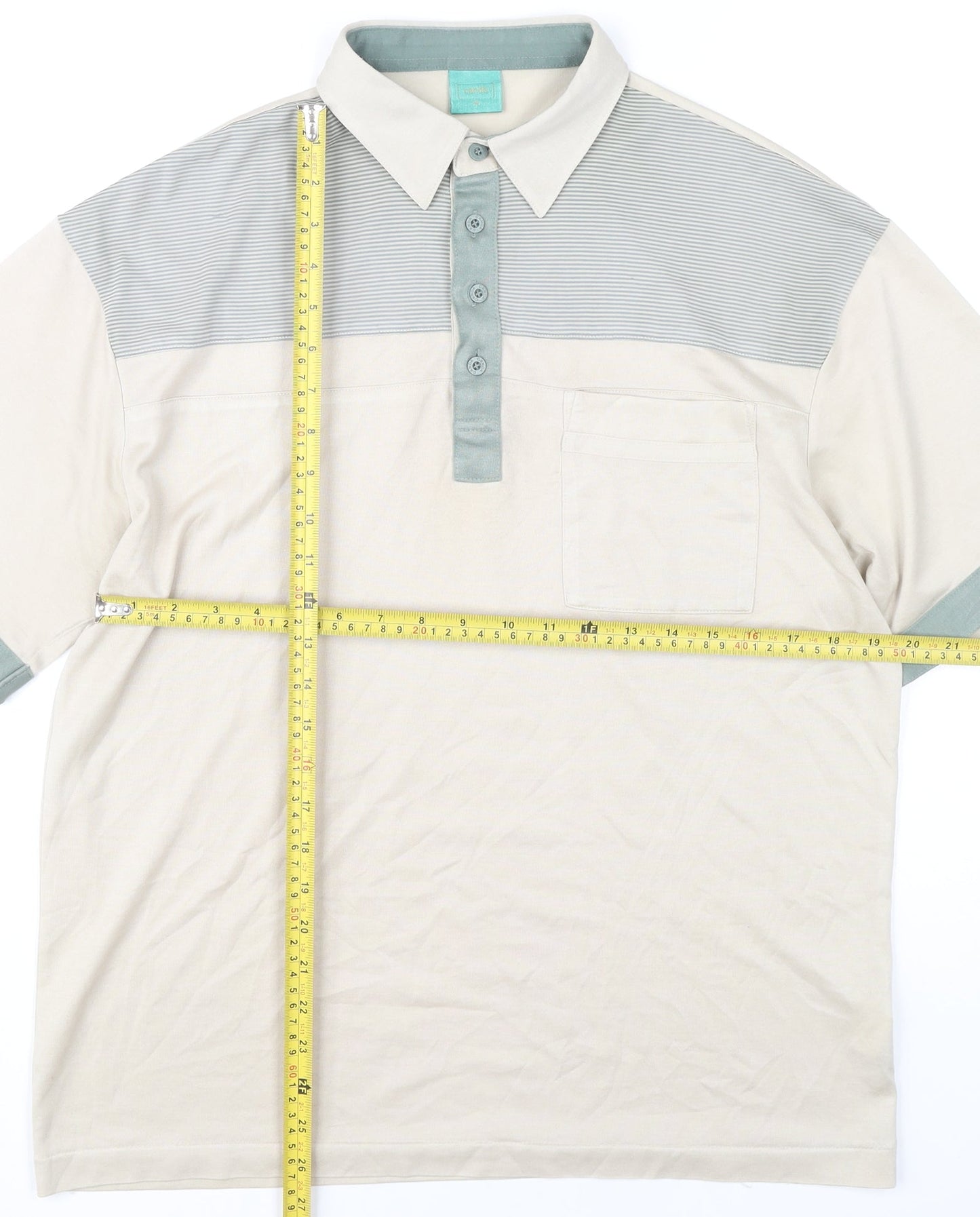 Canda Men’s Beige Polo Shirt M Short Sleeve Cotton Casual