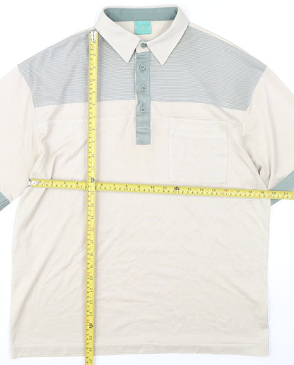 Canda Men’s Beige Polo Shirt M Short Sleeve Cotton Casual