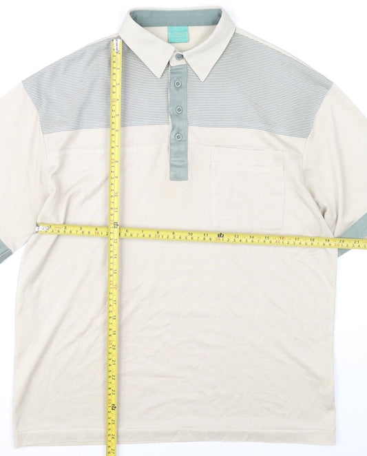 Canda Men’s Beige Polo Shirt M Short Sleeve Cotton Casual