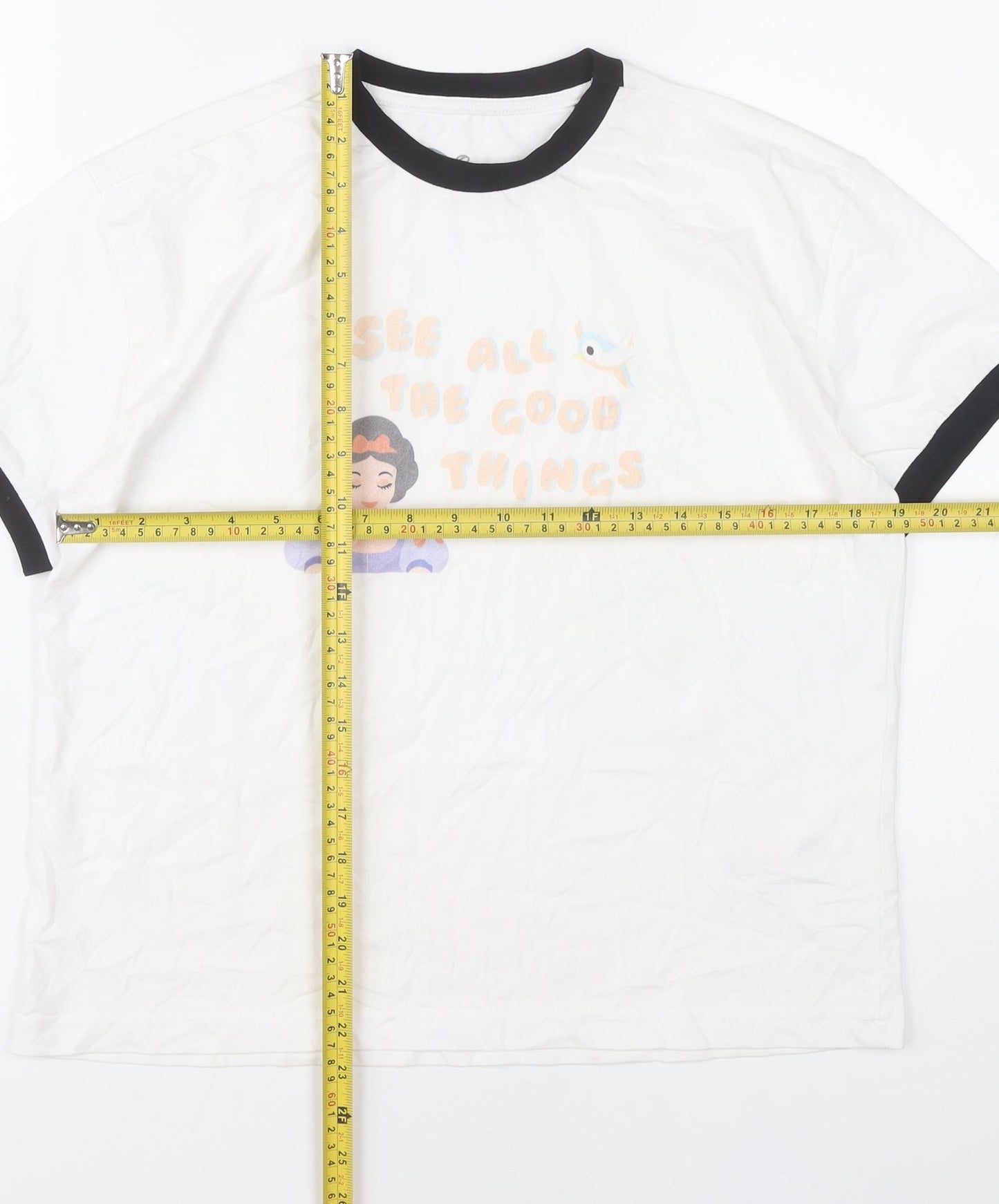 Womens UK Size L Disney White Ringer T-Shirt