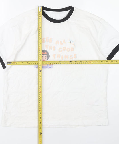 Womens UK Size L Disney White Ringer T-Shirt