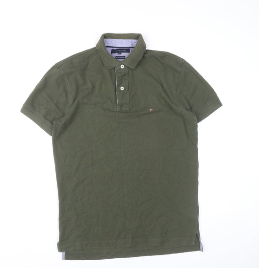 Tommy Hilfiger Men’s Green Polo Shirt M Cotton Short Sleeve