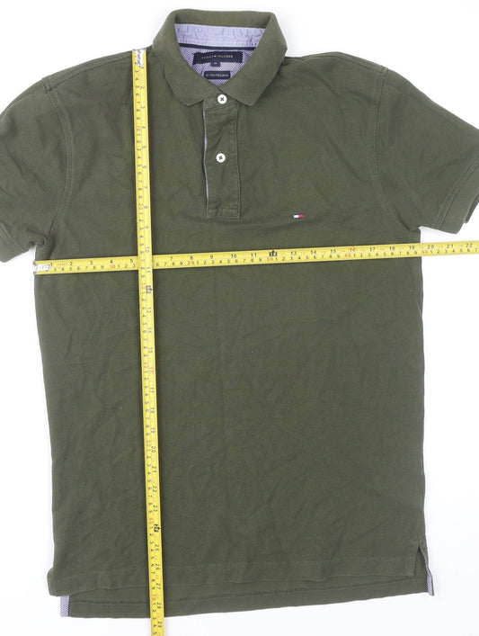 Tommy Hilfiger Men’s Green Polo Shirt M Cotton Short Sleeve