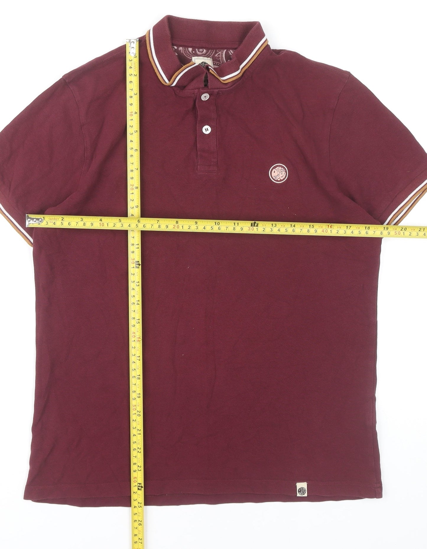 Pretty Green Men’s Red Polo Shirt M Cotton Casual Short Sleeve