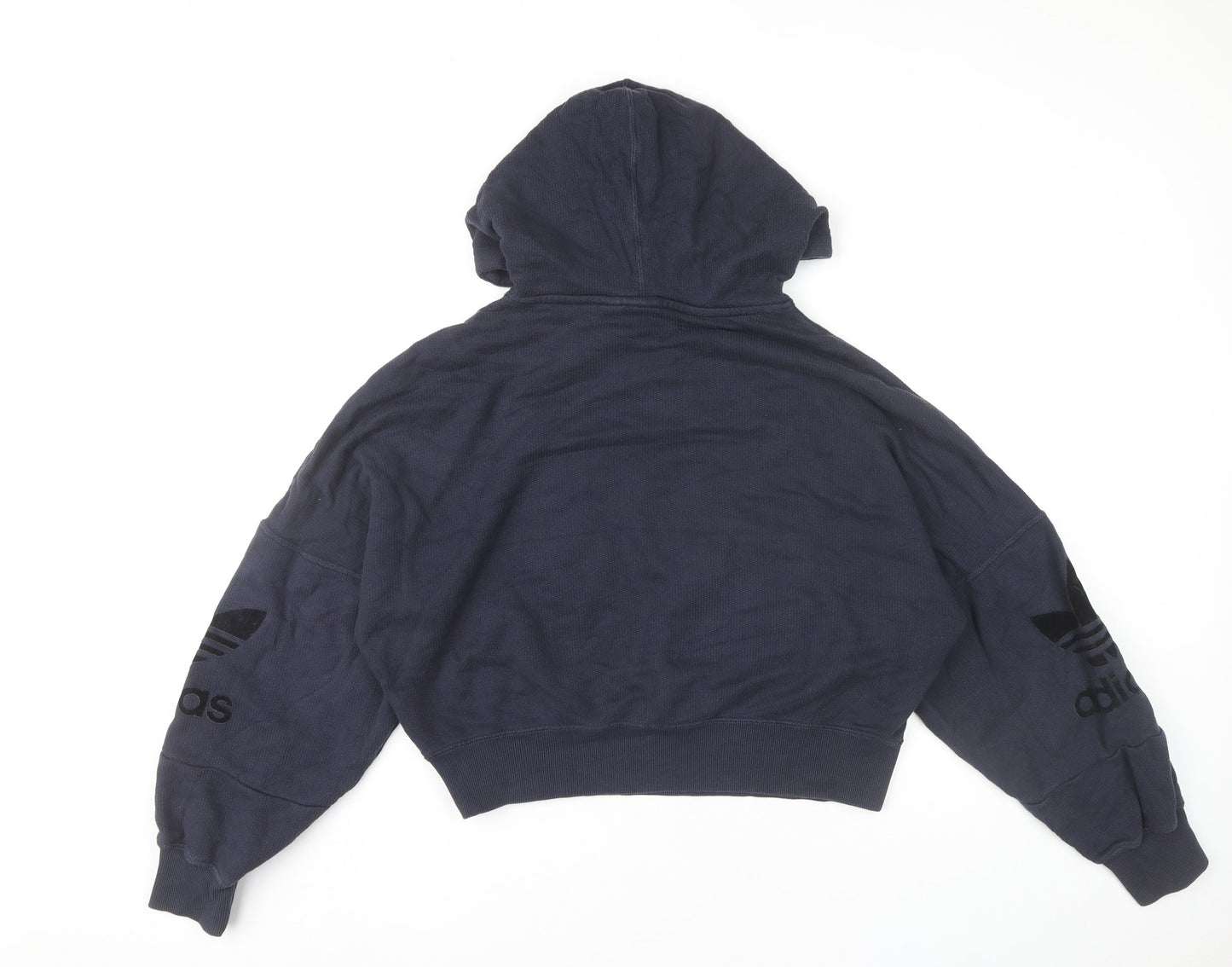 Adidas Womens Blue Cotton Pullover Hoodie Size 10 Long Sleeve