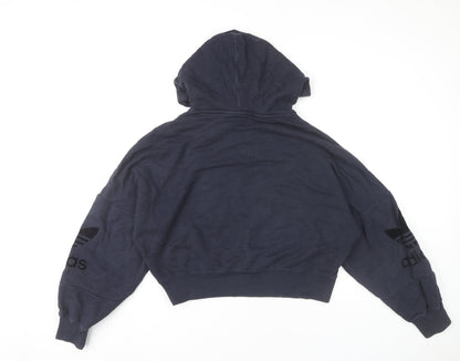Adidas Womens Blue Cotton Pullover Hoodie Size 10 Long Sleeve