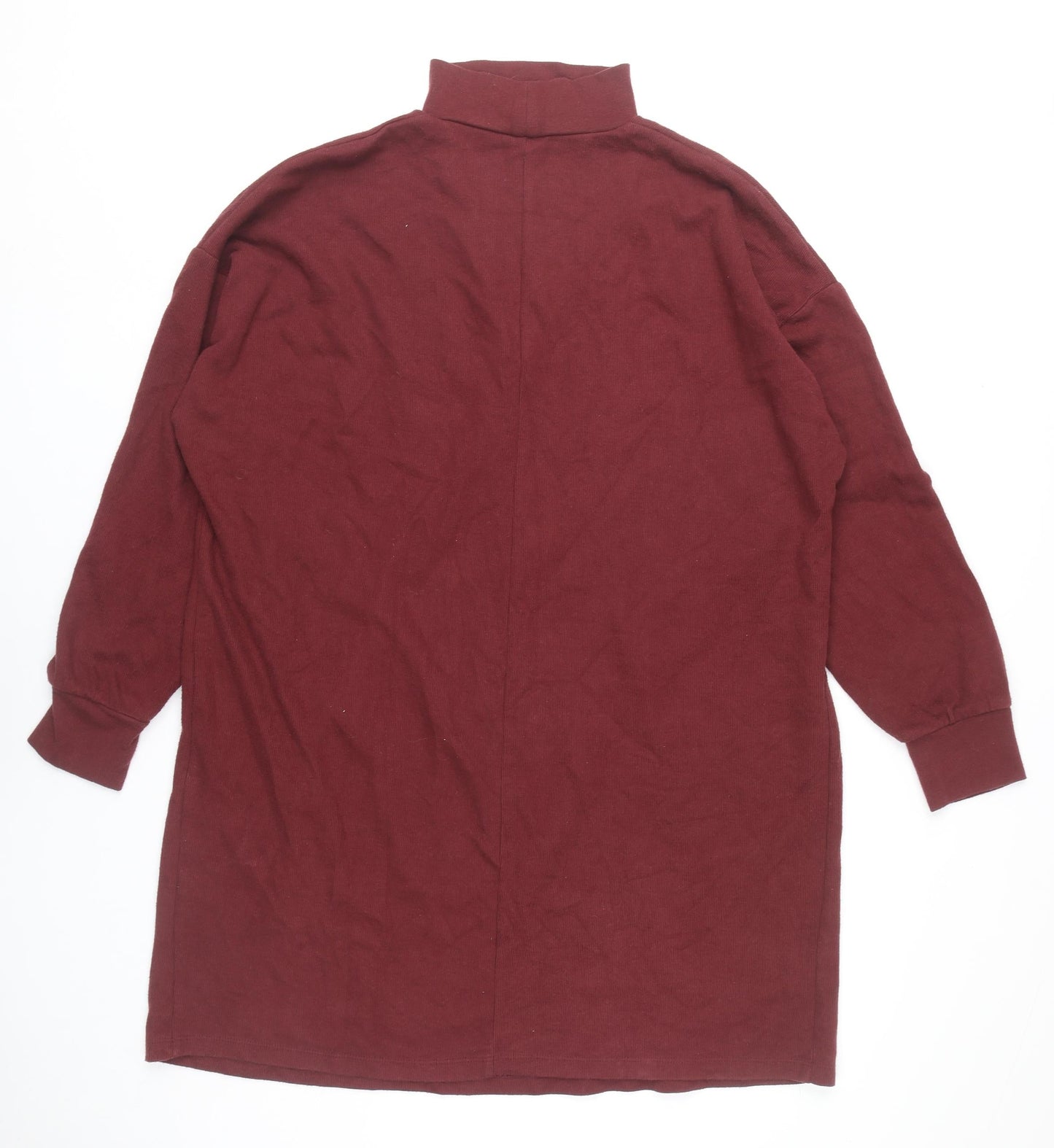 ASOS Women’s Red Shift Knee Length Dress Size 16 Long Sleeve V-Neck