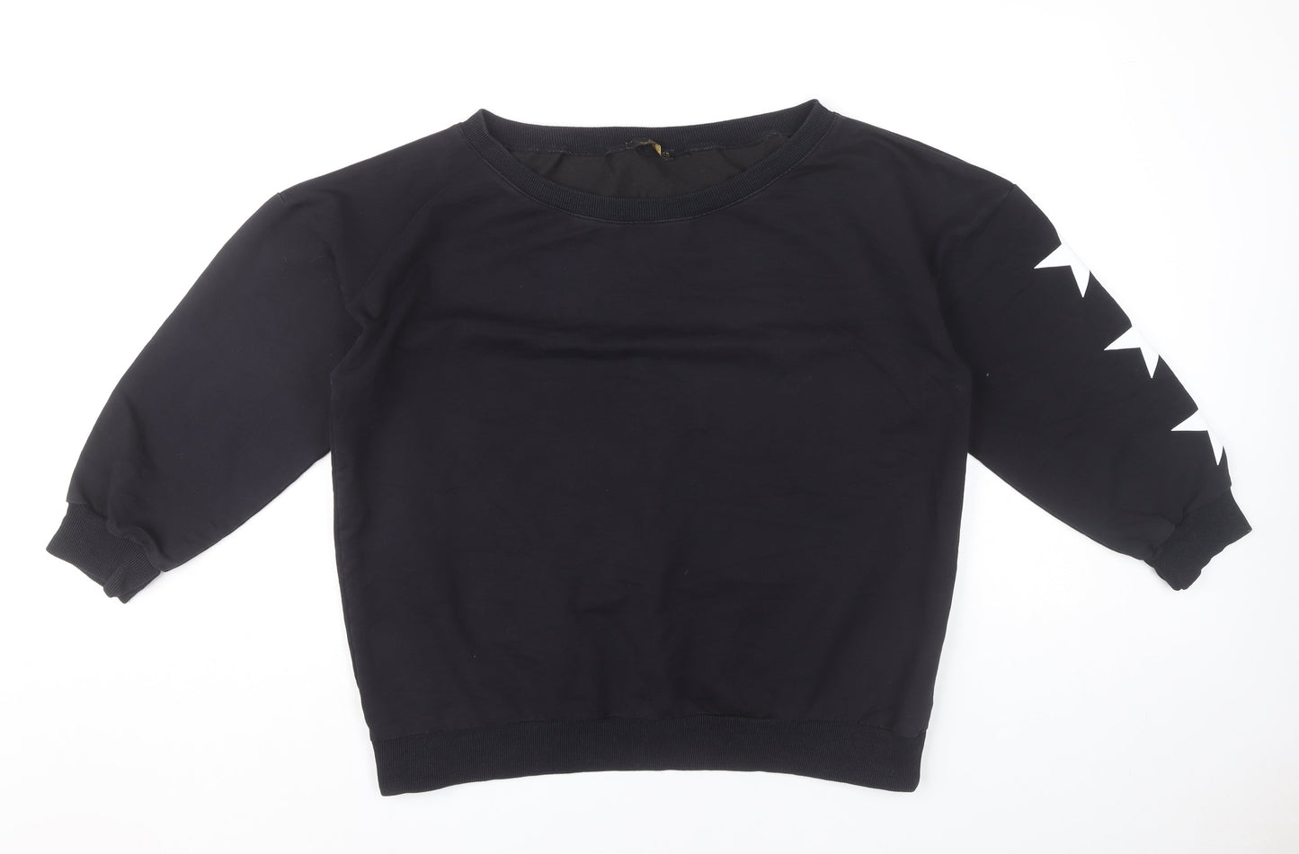 Jenerique Womens Black Sweatshirt UK 14 Pullover Star Sleeve